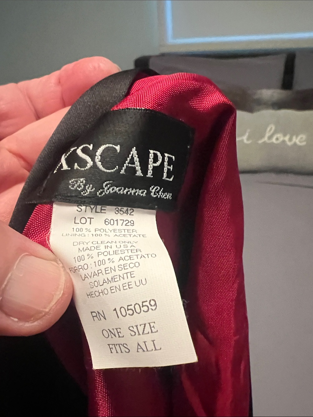Xscape Satin-Lined Shawl Scarf in Burgundy and Black